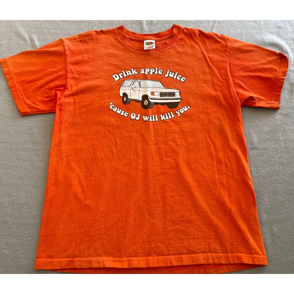 Vintage OJ Will Kill You Graphic T-Shirt Orange Mens Large